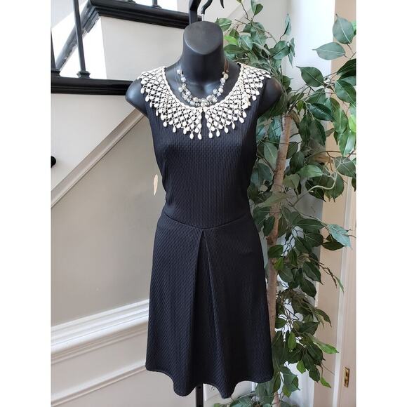 Free People Sheath Dress Womens M Black Lace Round Neck Sleeveless Keyhole Back - Picture 9 of 13